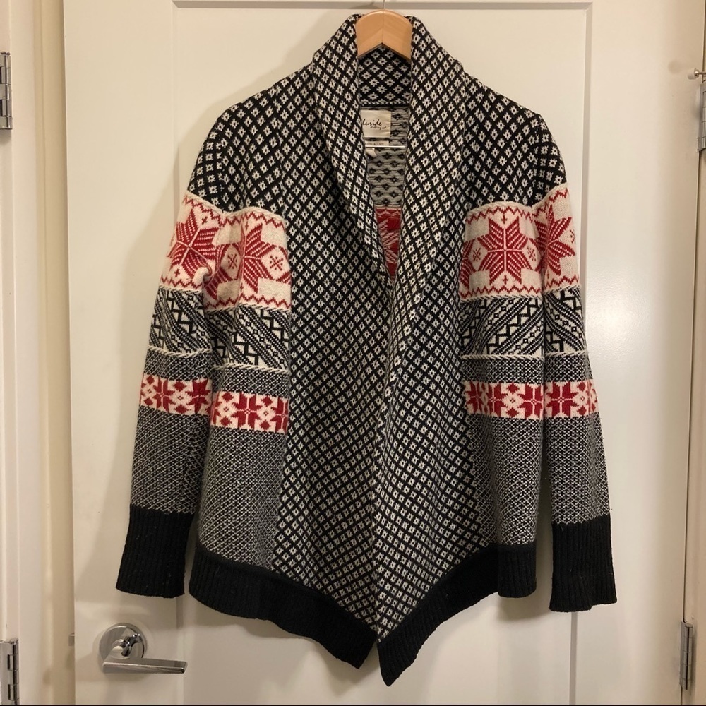Telluride Sz M Lambswool Open Front High Low Hem 80% Scandinavian Type Cardigan